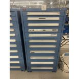 Lyon Modular Cabinet, blue metal with 11 drawers 30" wide x 28" deep x 59 1/2" high