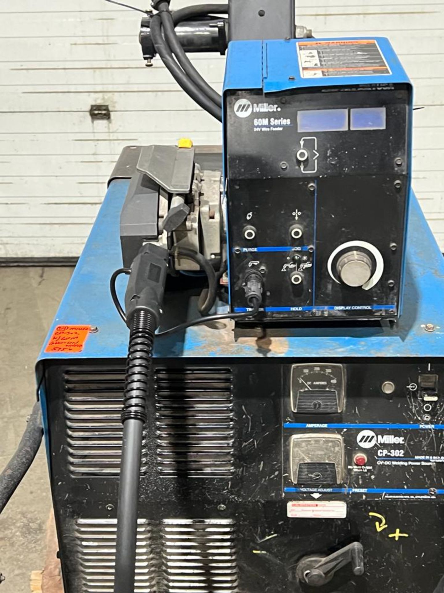 Miller CP-302 Mig Welder 300 Amp Mig with 60 Series 4-Wheel Wire Feeder with Mig Gun and cables - Image 2 of 3
