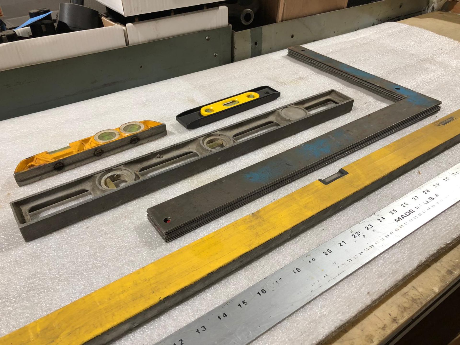 Lot of Precision Levels and Rulers and Right Angle Squares