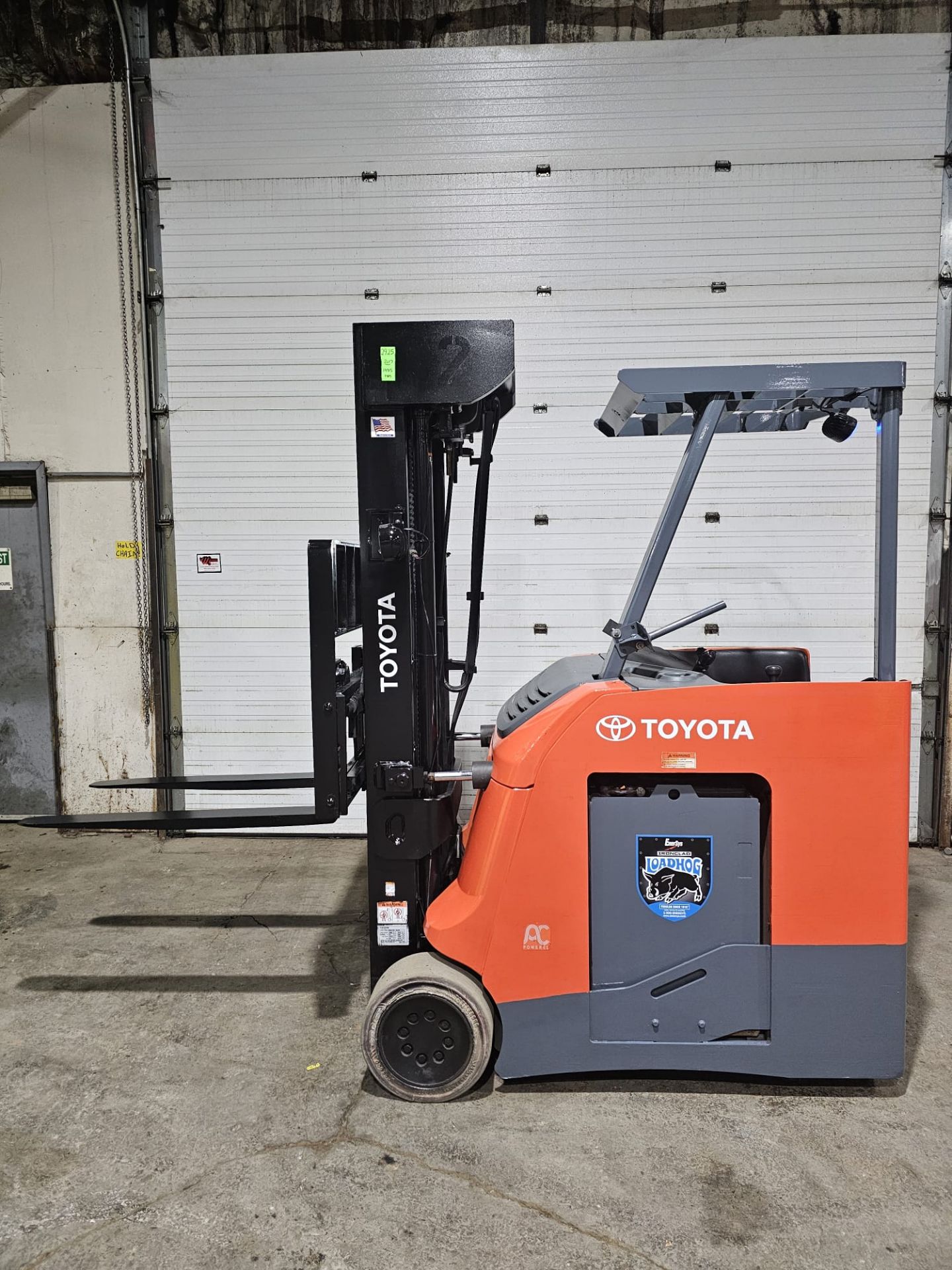 2017 Toyota 4,000lbs Capacity Stand On Electric Forklift with 4-STAGE Mast, sideshift, 36V Battery &