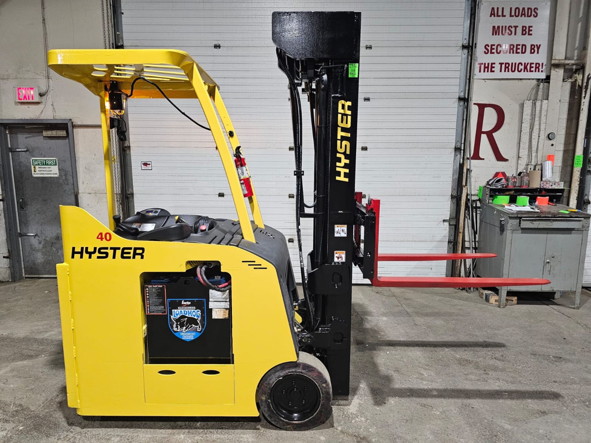 2018 Hyster 4,000lbs Capacity Electric Stand On Forklift 4-STAGE MAST 36V with sideshift with Low
