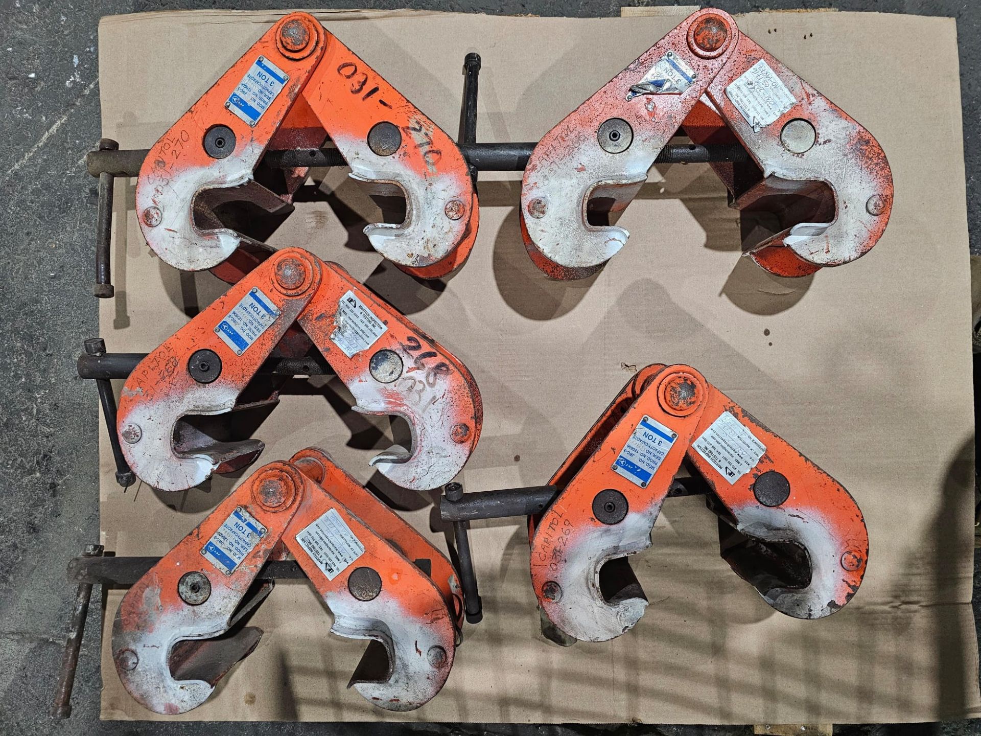 Lot of 5 JET 3 Ton I-Beam Clamps