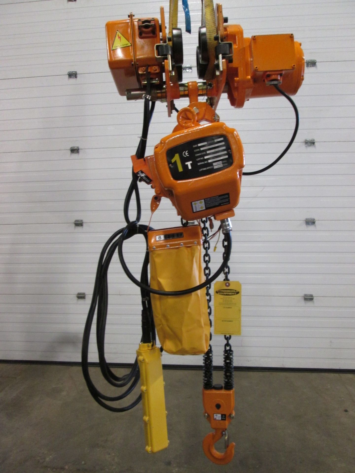 RW 1 Ton Electric chain hoist with power trolley and 8 button pendant controller - 220V - 20 foot
