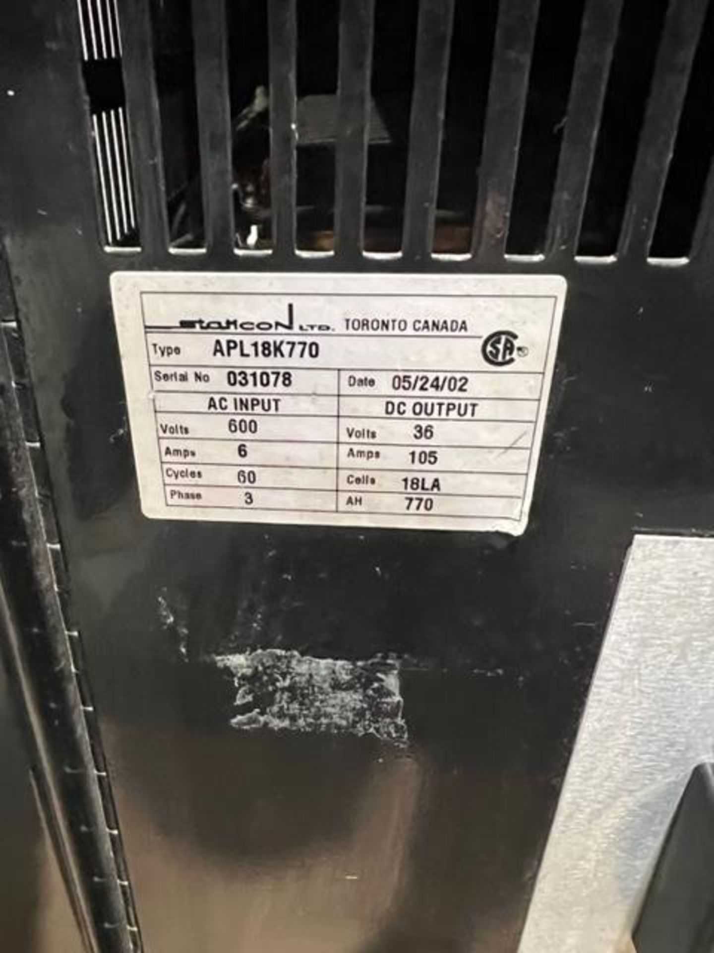 ATVR Forklift Battery Charger Unit 36V - 600V 3 phase - Image 2 of 2