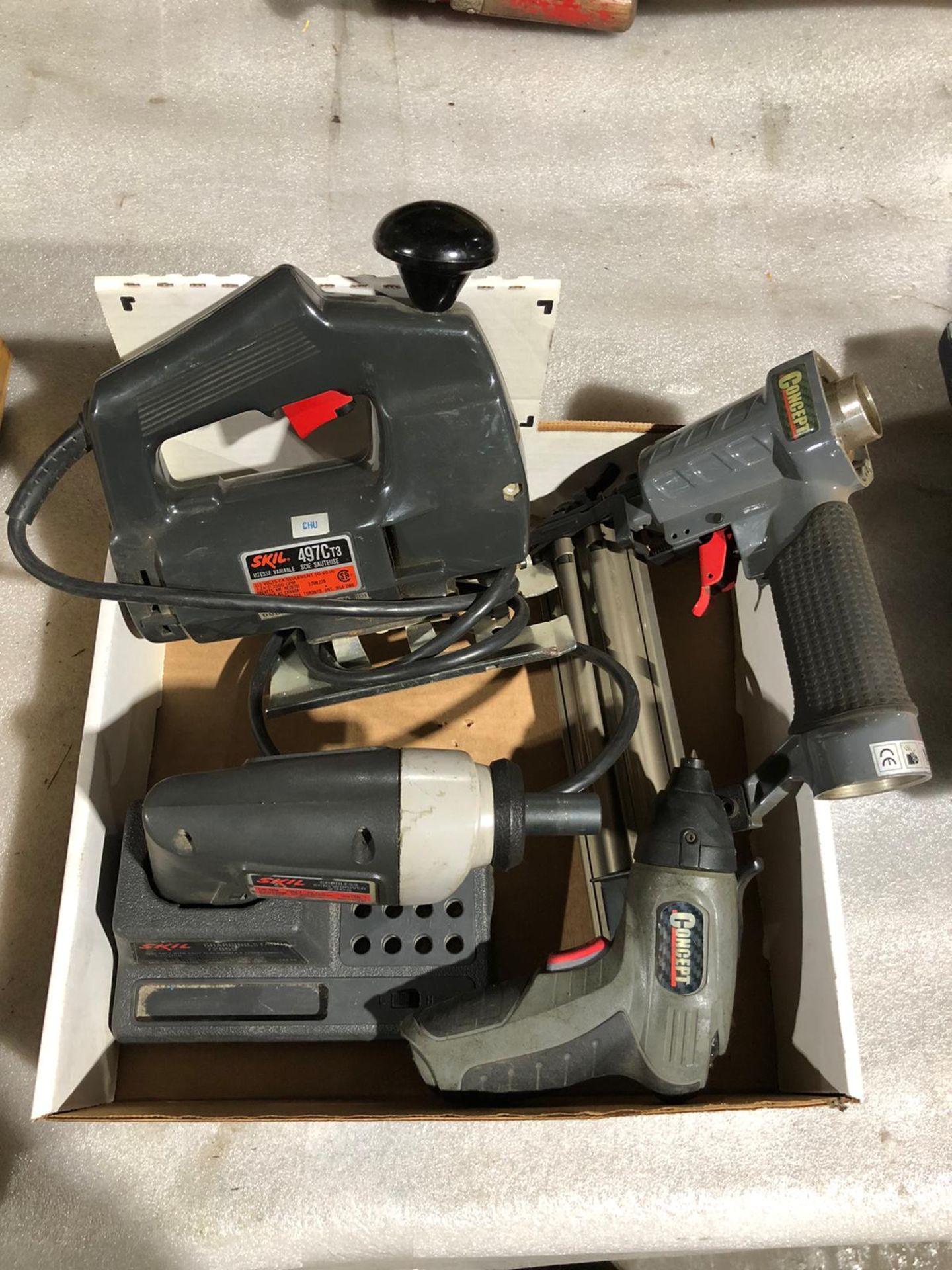 Lot of 4 (4 units) Electric Hand Tools - Jigsaw, Nailer, Cordless Screwdriver