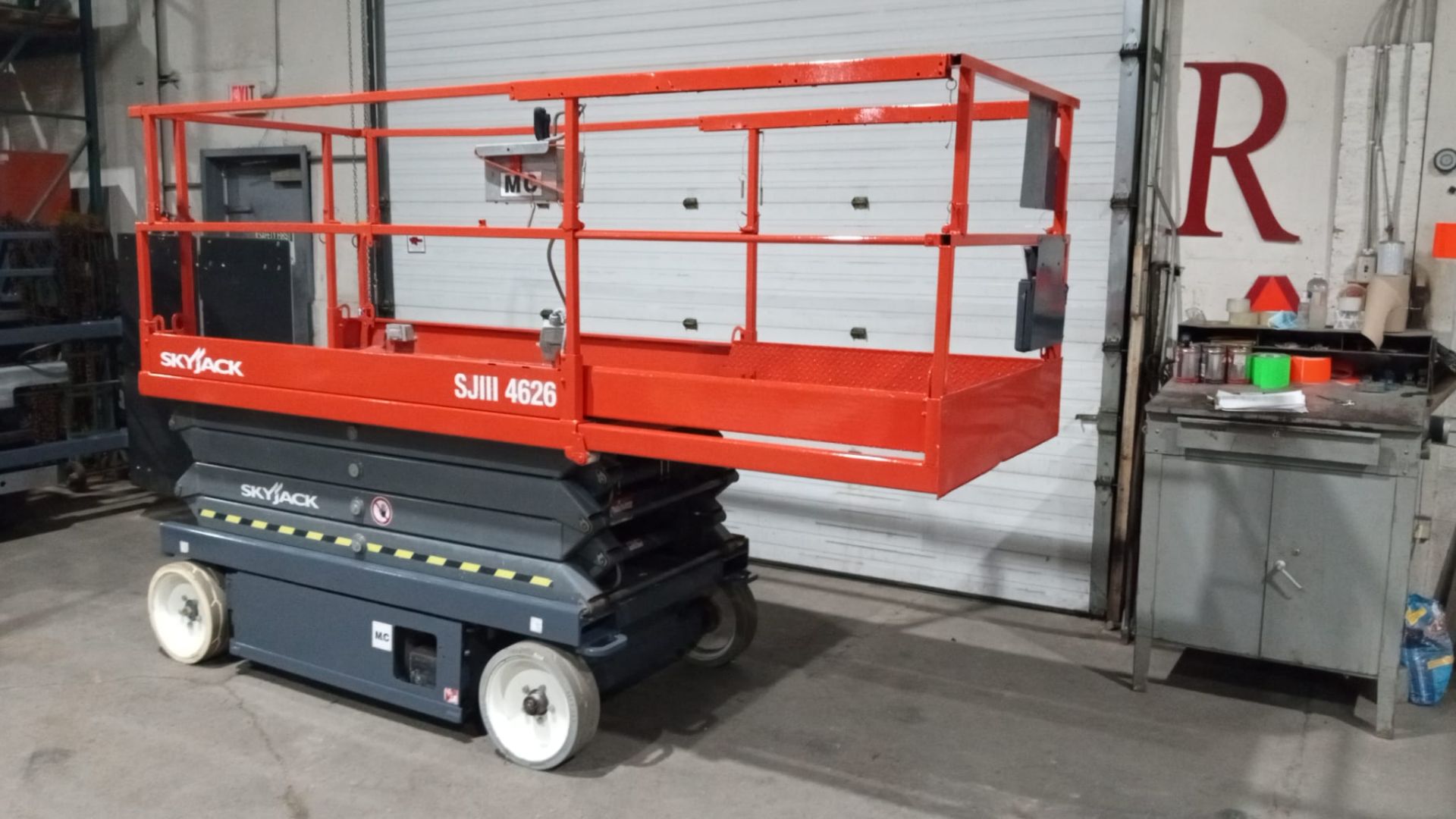 Skyjack III model 4626 Electric Motorized Scissor Lift with pendant controller with extendable - Image 2 of 7