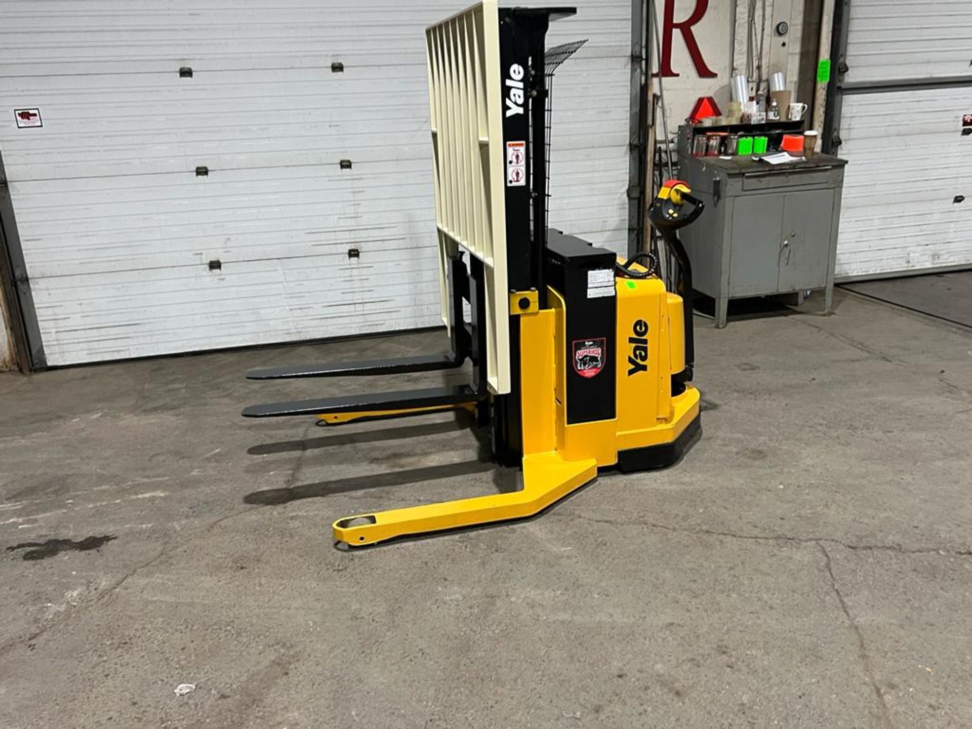 2010 Yale Pallet Stacker Walk Behind 4,000lbs capacity electric Powered Pallet Cart 24V with 3-Stage