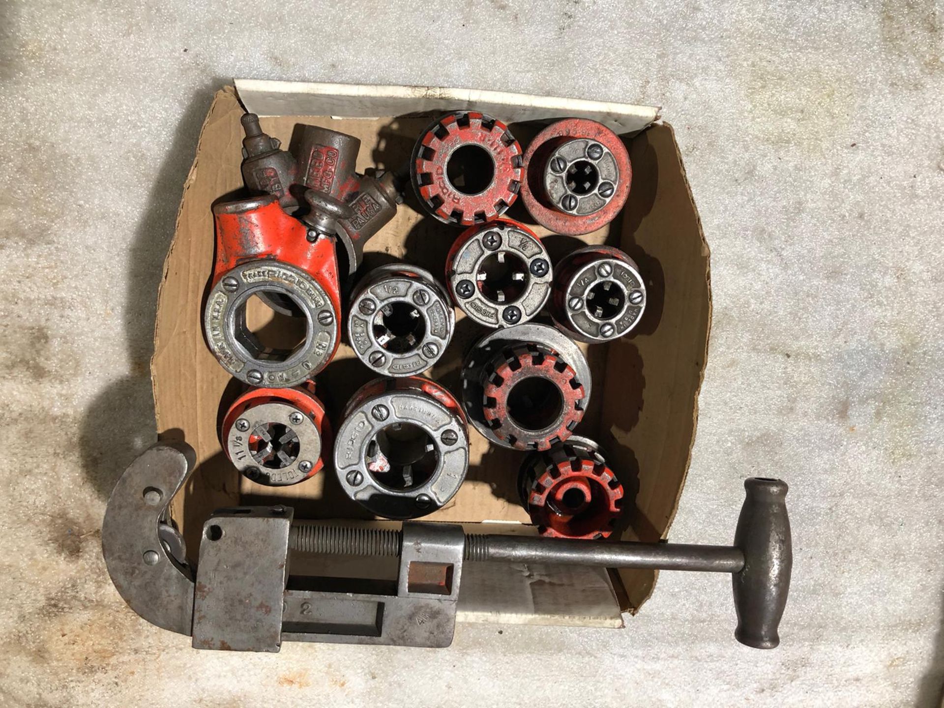 Large lot of Ridgid tools Dies and Pipe Cutter