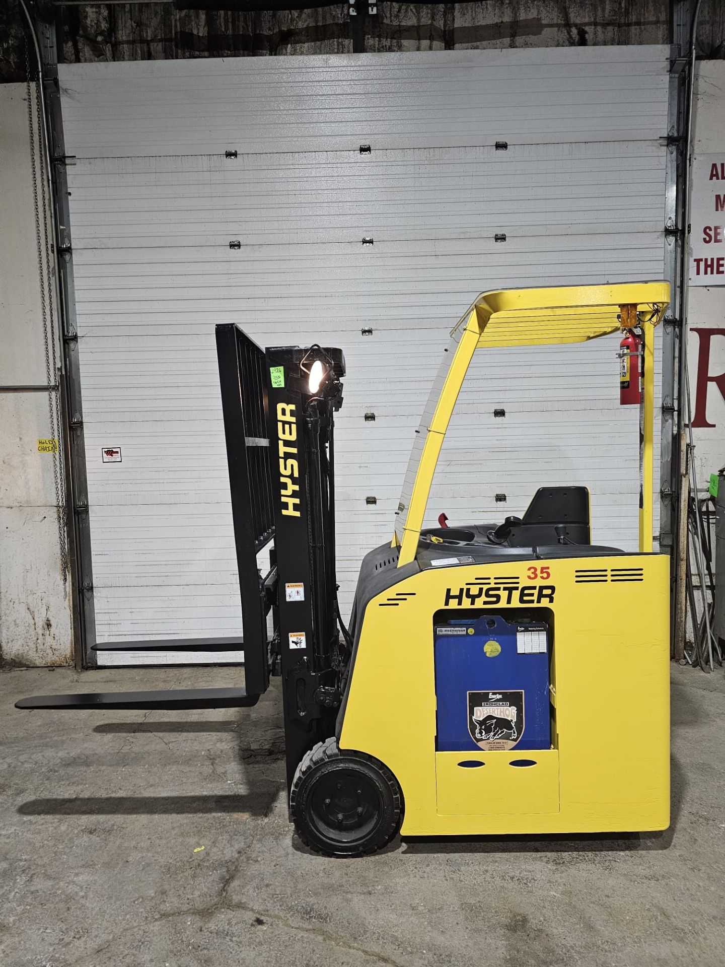 2006 Hyster 3,500lbs Capacity Electric Stand On Forklift 3-STAGE MAST 36V with sideshift & Tires