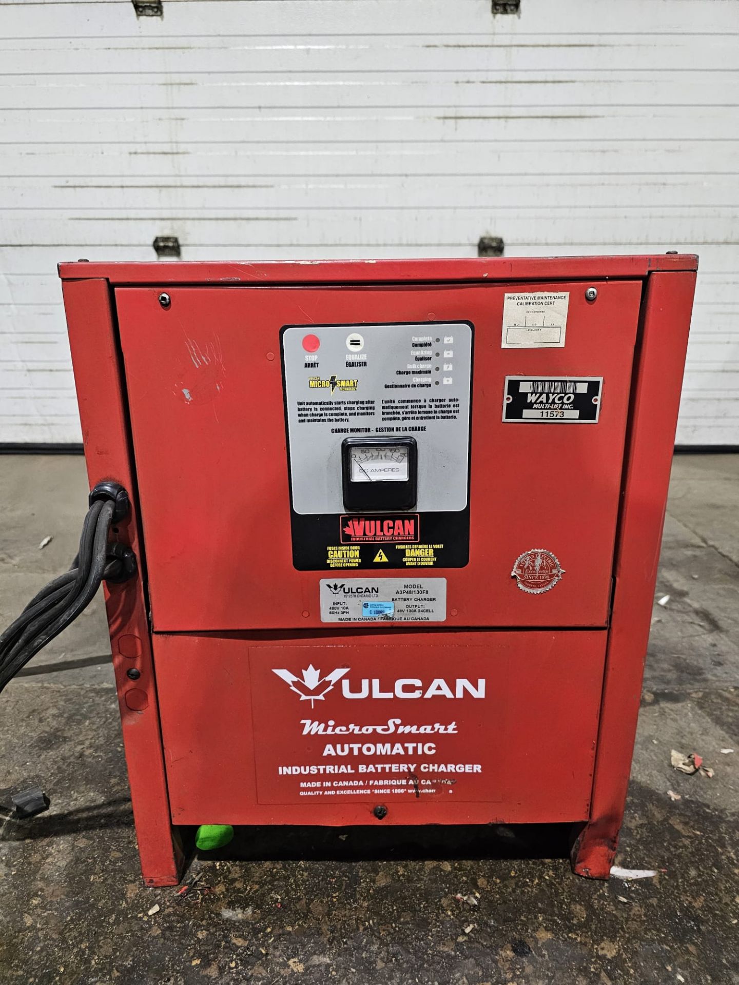 Vulcan Microsmart Automatic Industrial Forklift Charger 48V 3 phase Made in Canada