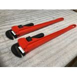 Lot of 2 - 24 Inch Heavy duty pipe wrenches