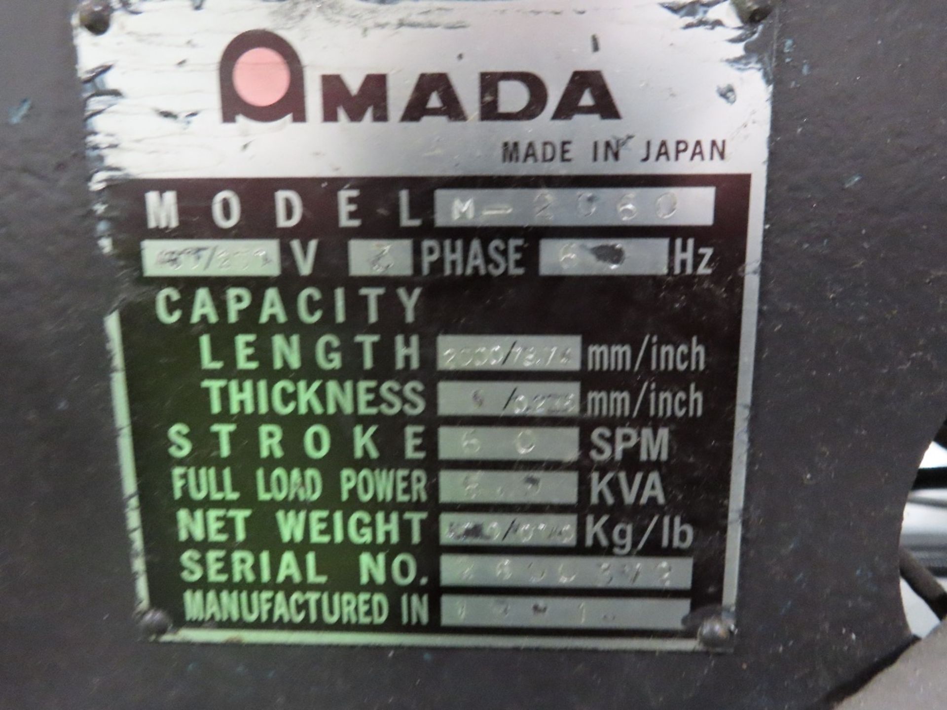 Amada mod. M-2060, Power Shear w/ FOPBG - Image 7 of 7