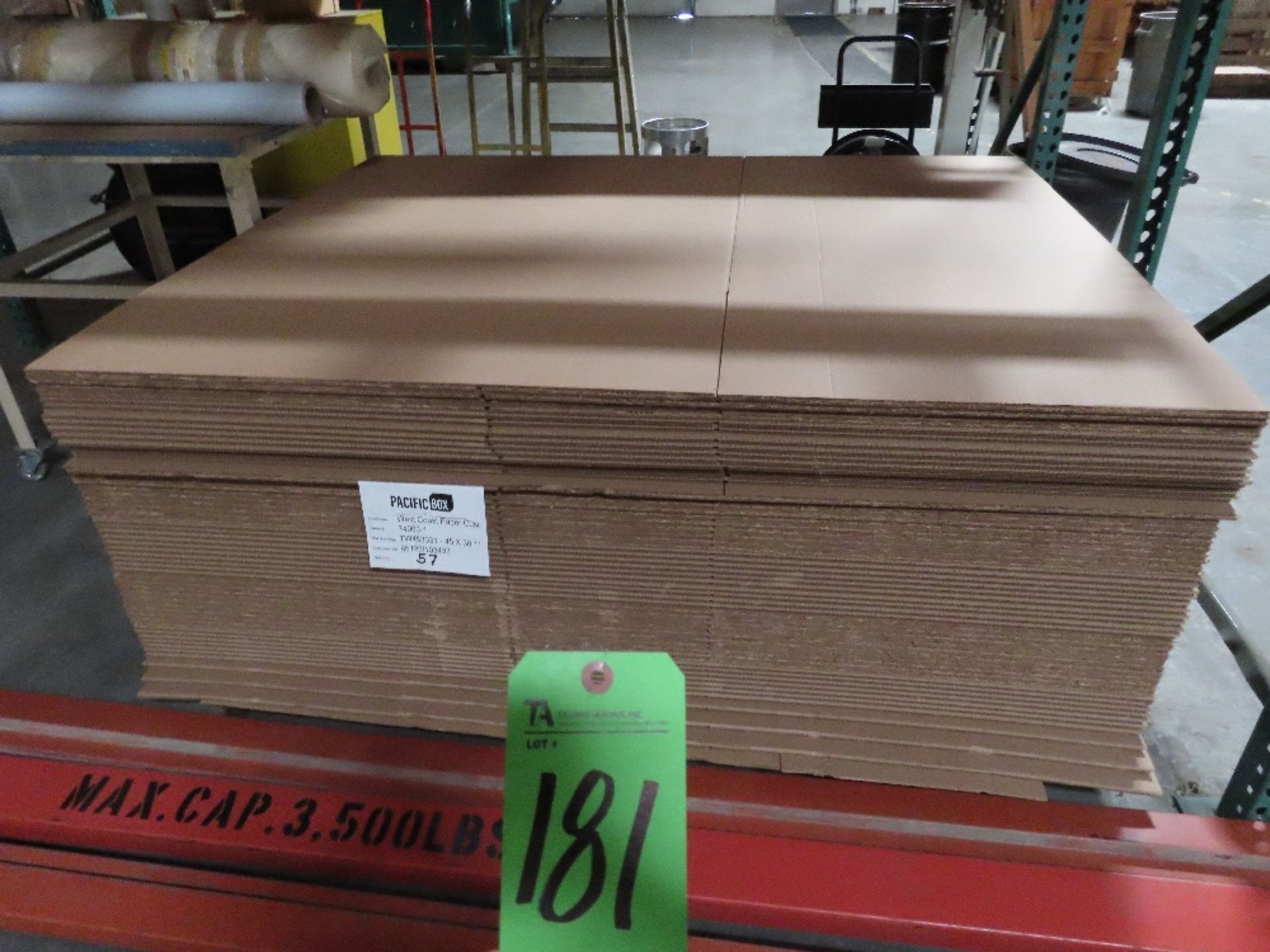 (Lot) Cardboard Boxes on Racks, Assorted