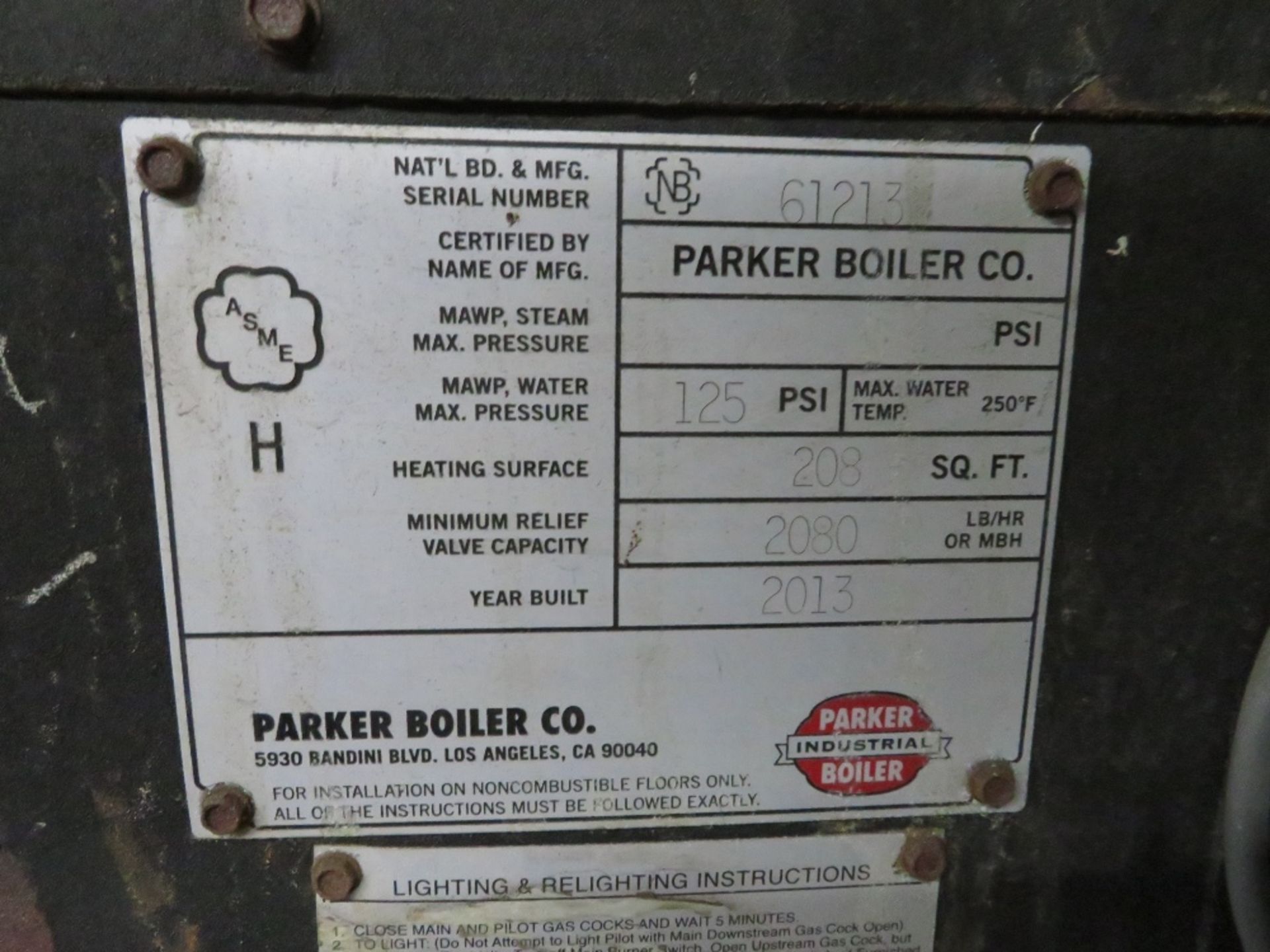 (2013) Parker mod. 25, Hot Water Heater - Image 2 of 2