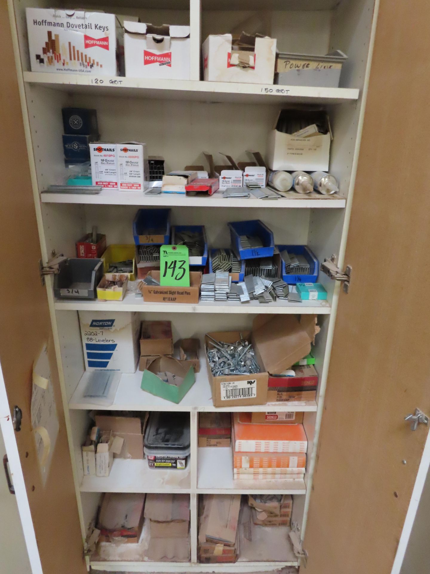 (Lot) Assorted Size Staples & Misc w/ Cabinet