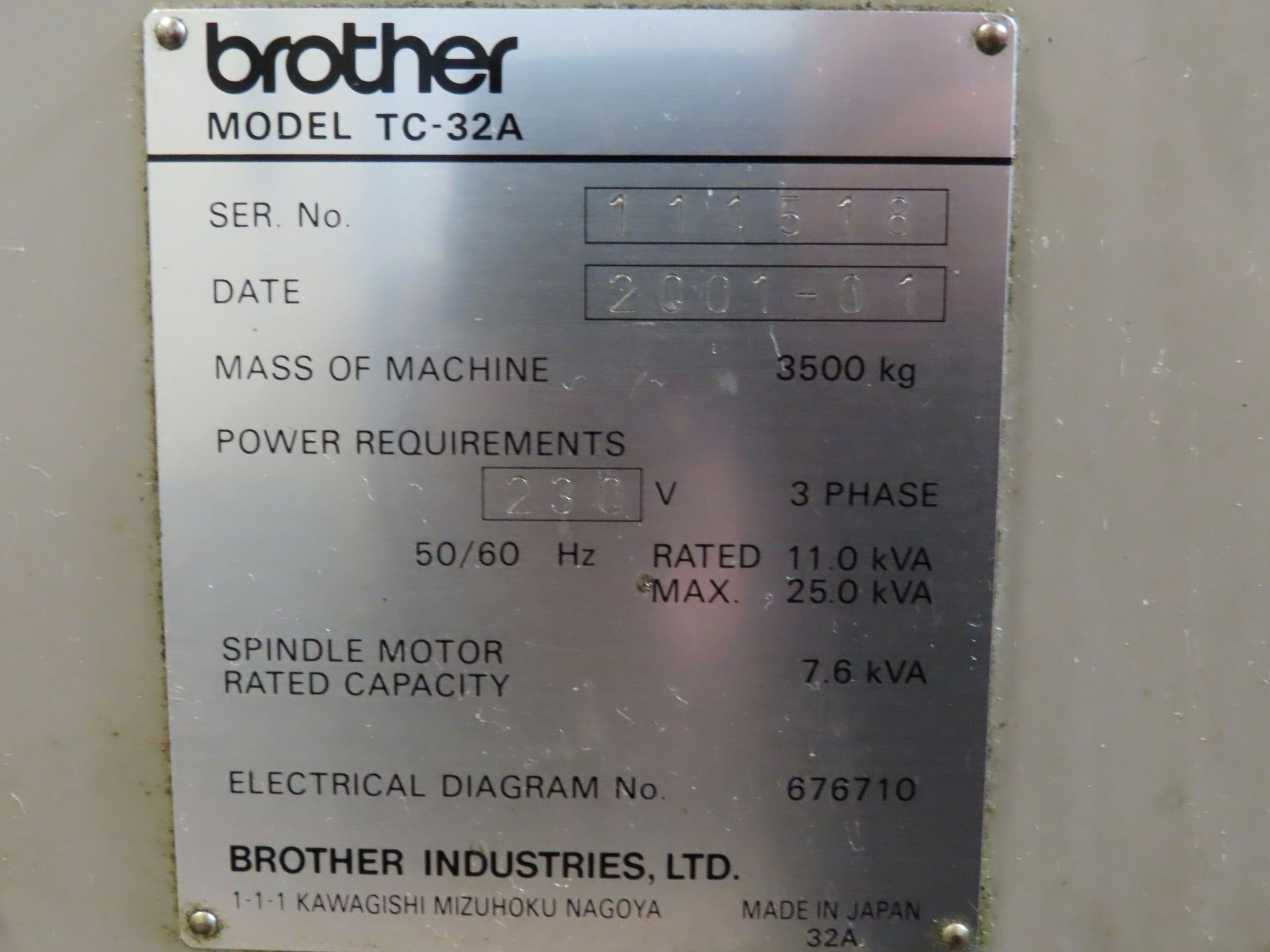 (2001) Brother mod. TC-32A, CNC Tapper w/ - Image 8 of 8