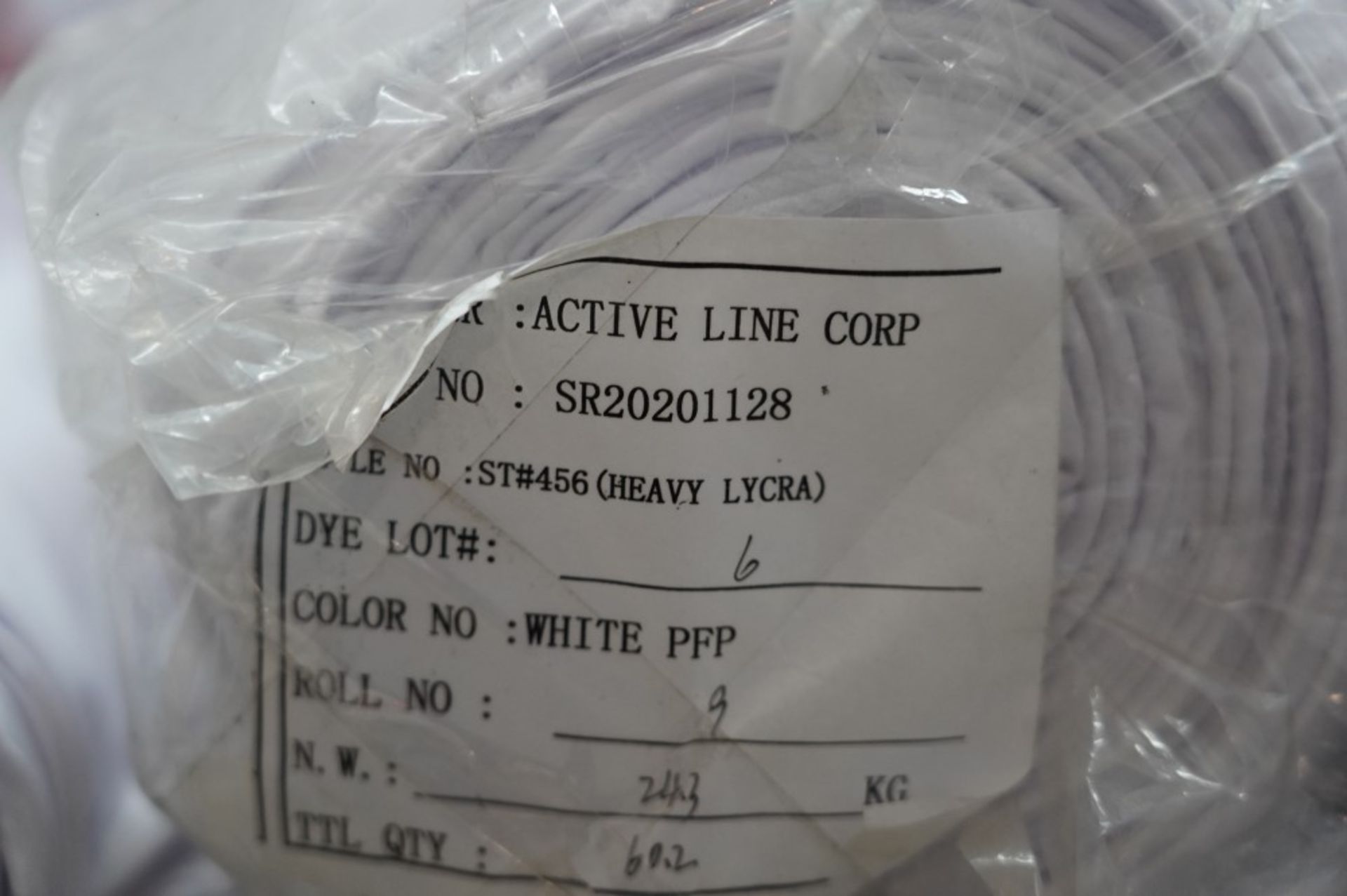 Active Line Corp (33) Heavy Lycra Fabric Rolls Model 458, White, PFP - Image 4 of 4