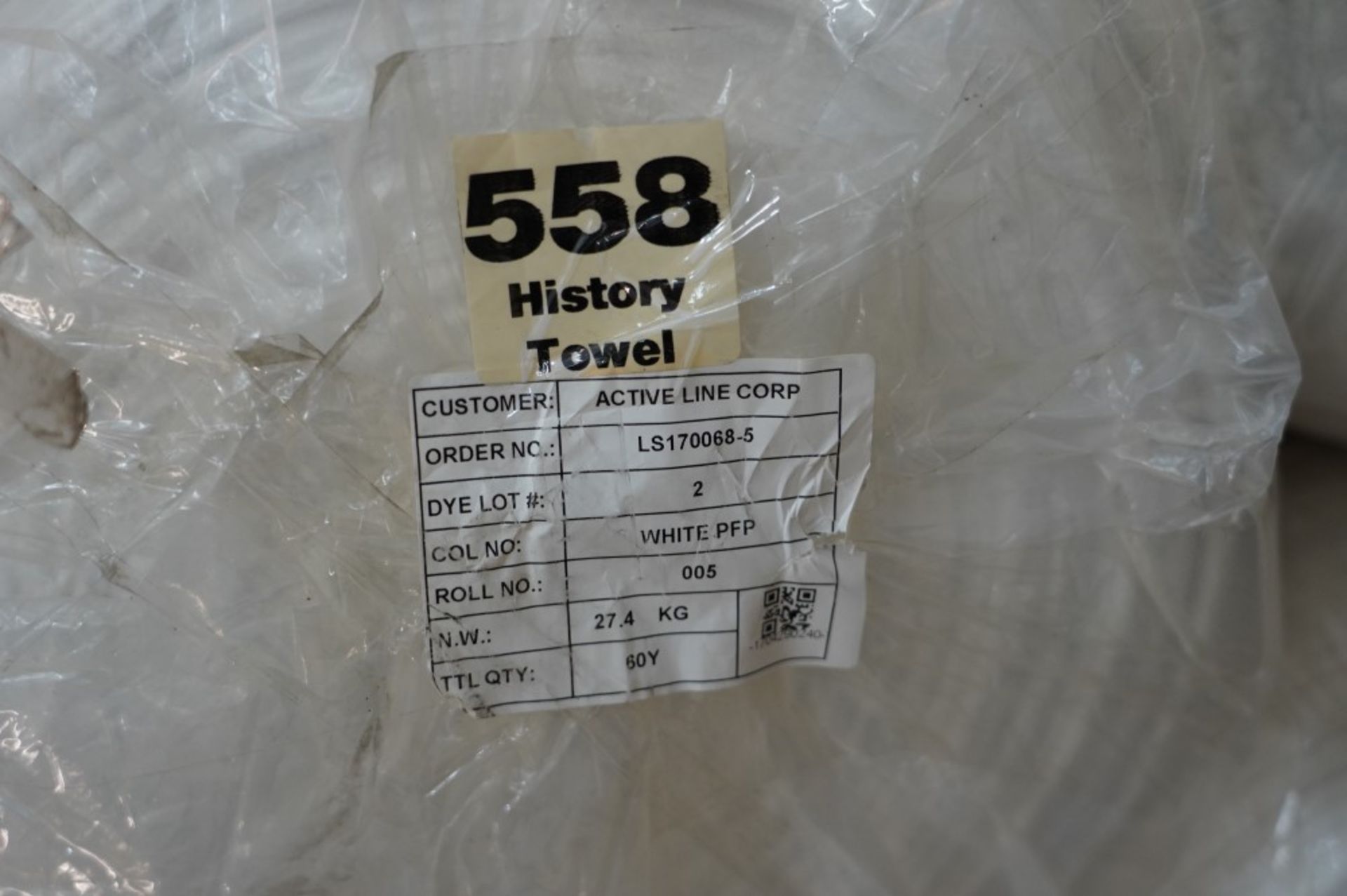 Active Line Corp (21) History Towel Fabric Rolls Model 558, White, PFP - Image 4 of 4