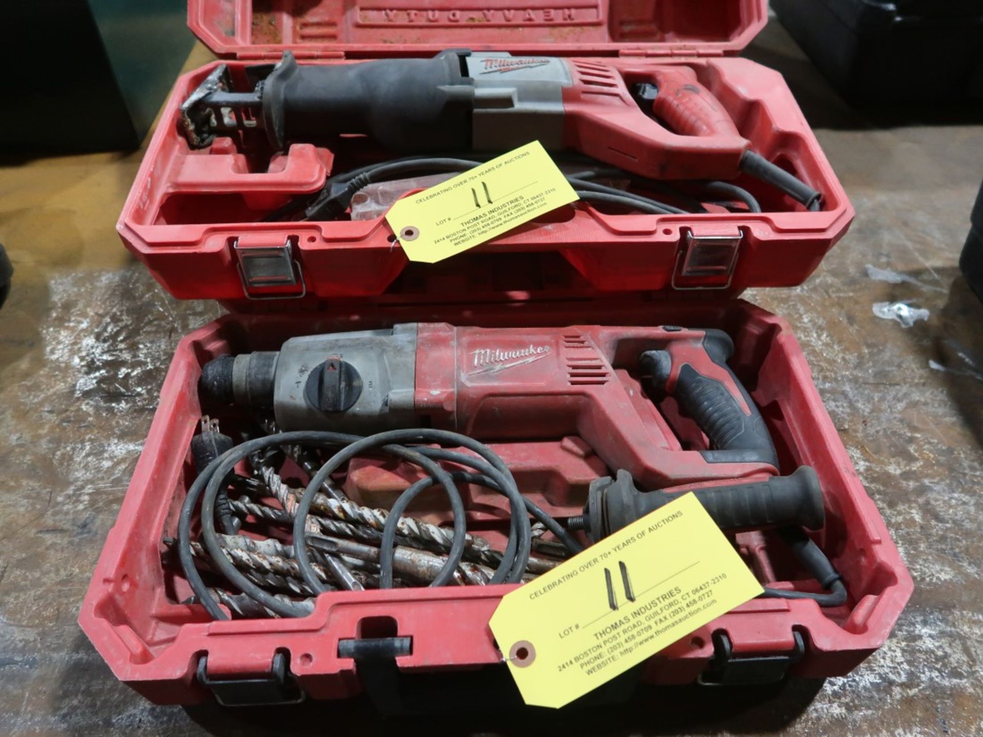 Milwaukee Electric Rotary Hammer Drill & Bits w/ Case and Milwaukee Electric Sawzall w/ Case