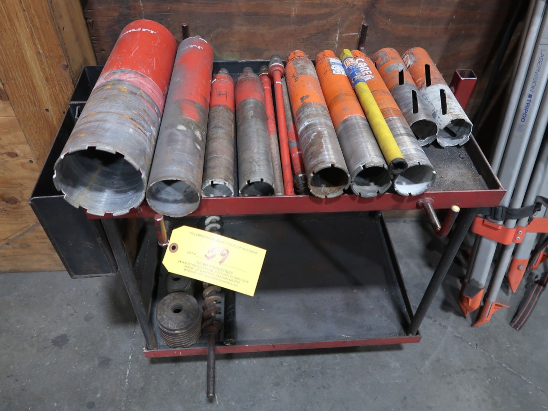 Cart w/ Contents Including: Assorted Core Drill Bits