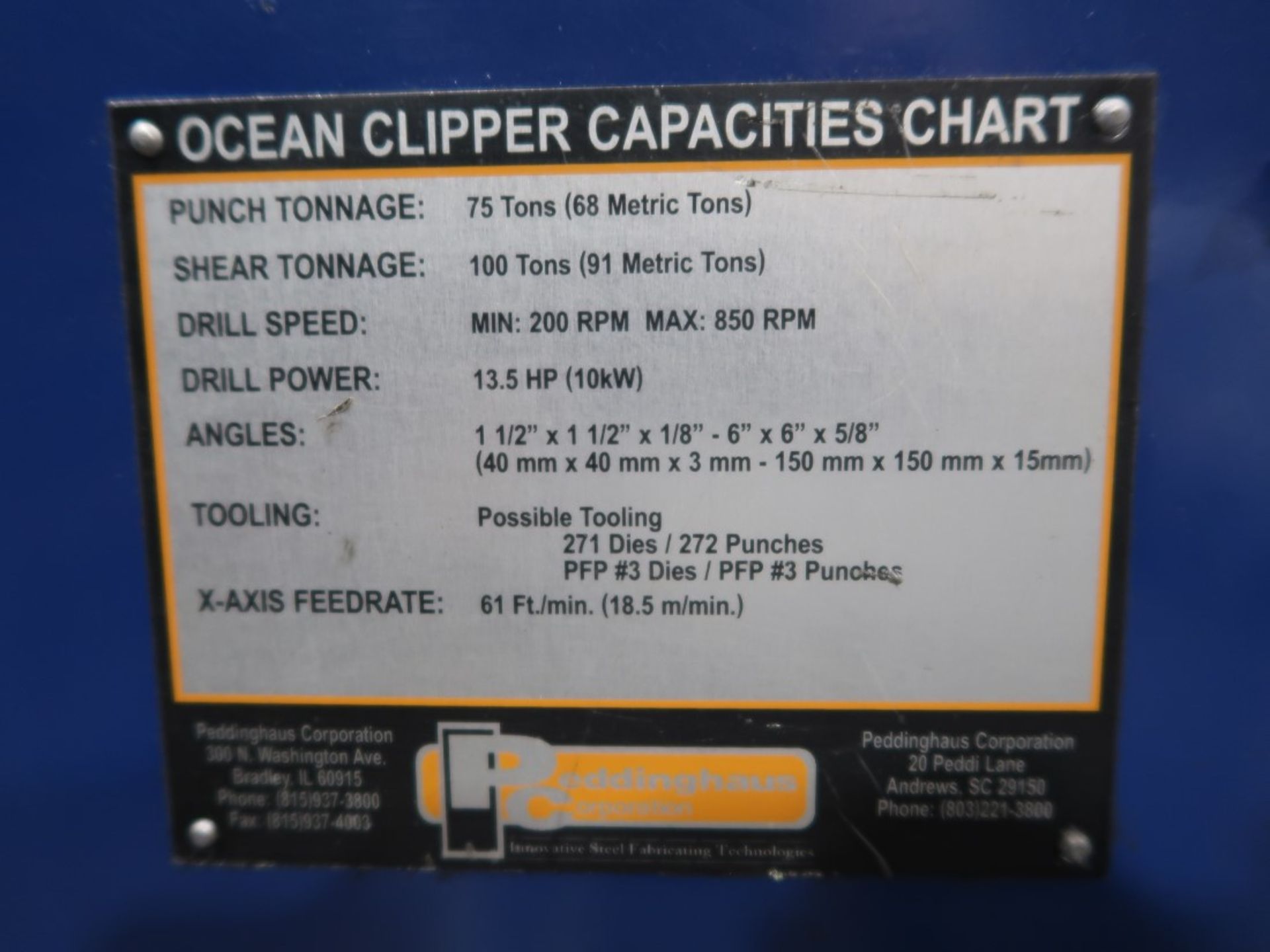 2007 Peddinghaus Ocean Clipper Ironworker S/N 58322, 75 Tons Punch Capacity, 100 Shear Tonnage, - Bild 10 aus 11