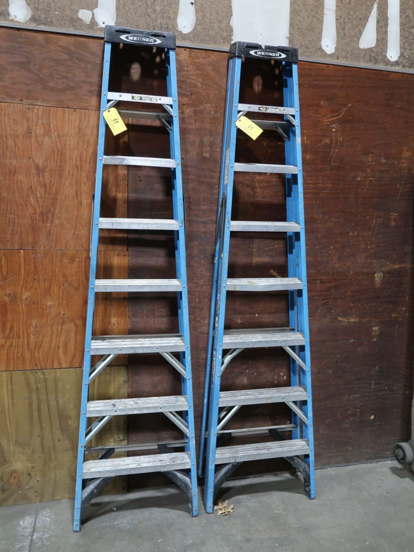 (2) Werner 8' Fiberglass A-Frame Ladders