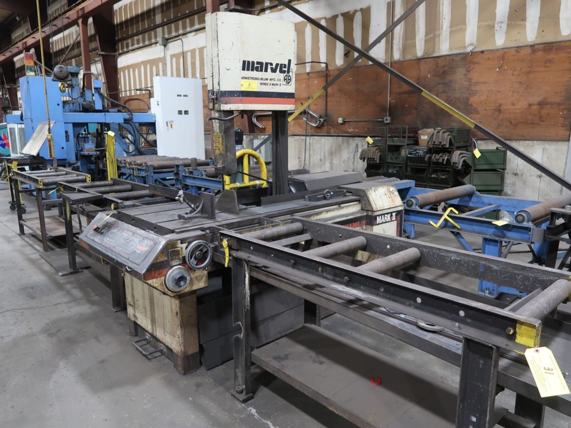 1994 Marvel Armstrong Blum Series 8 Mark II Vertical Metal Cutting Band Saw S/N 826537 w/ Roller