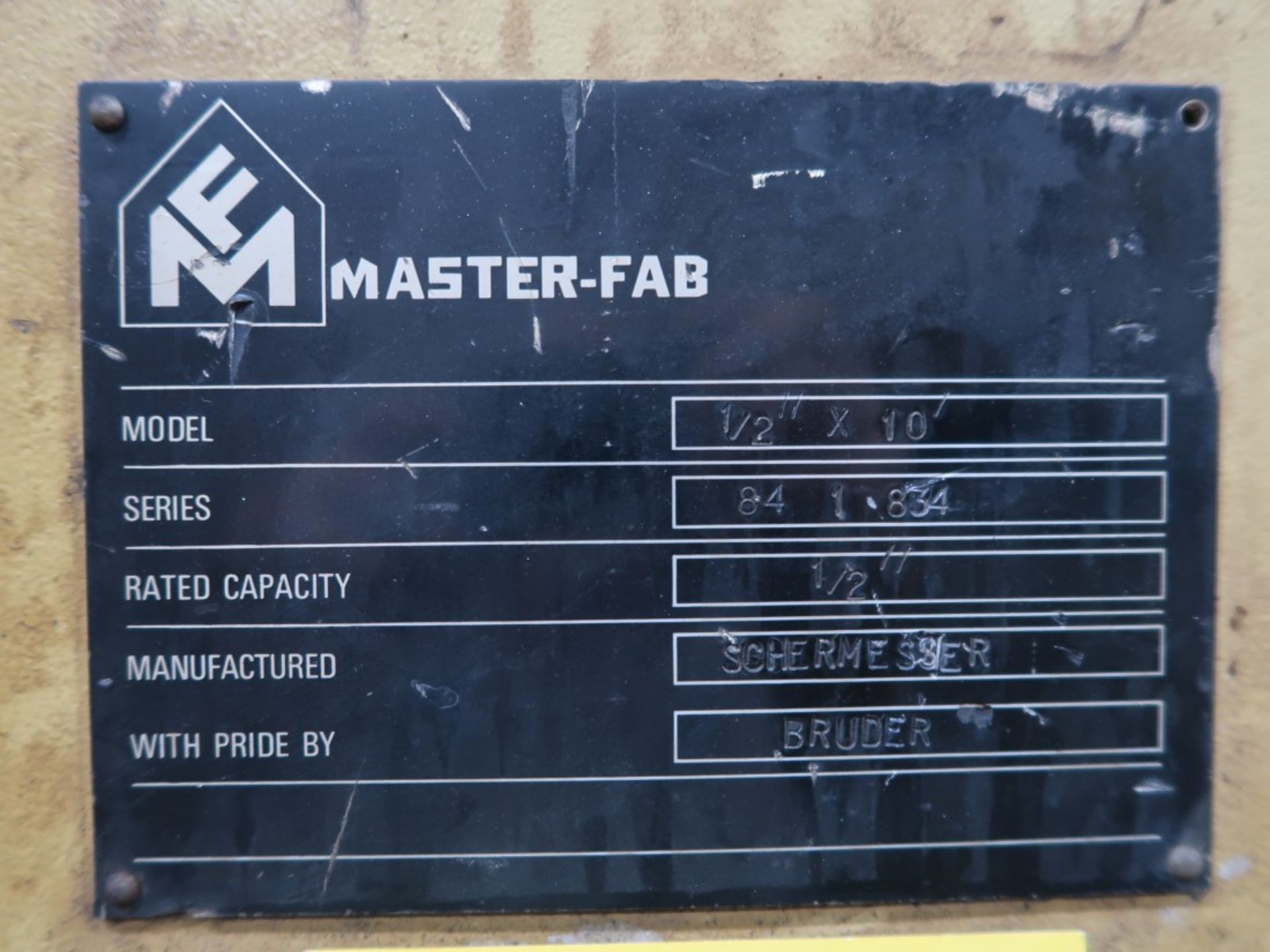 Master Fab Series 84 Model #1/2" x 10' Left Arm Power Squaring Shear, Rated Cap 1/2" - Image 7 of 7