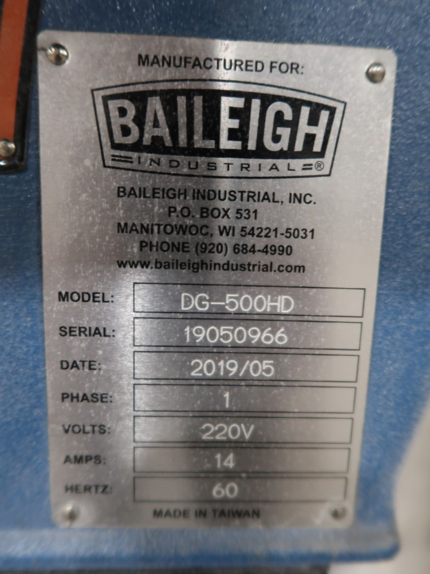 2019 Baileigh Model DG-500HD 20" Sander, S/N 19050966, 220V - Image 5 of 5