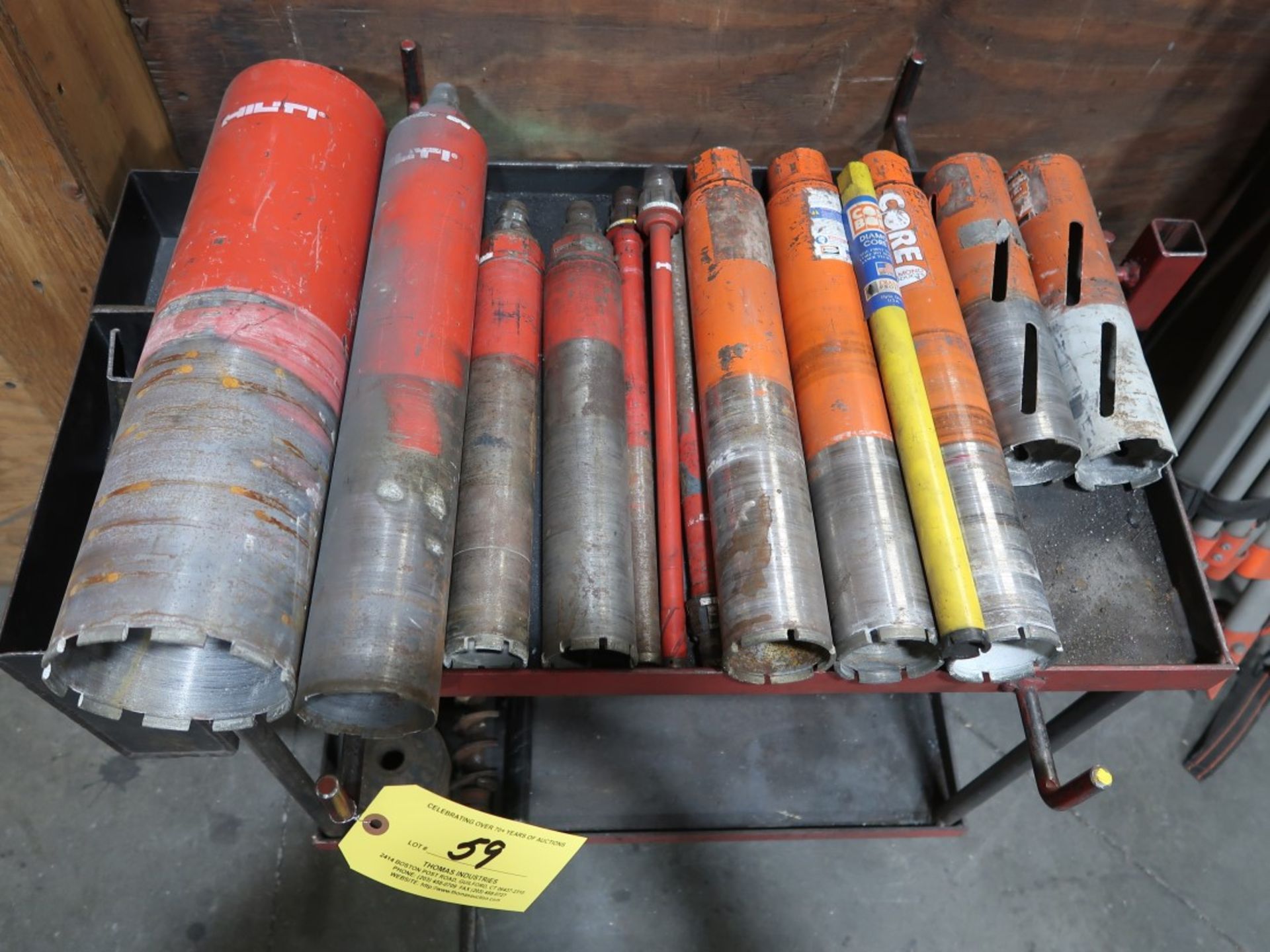 Cart w/ Contents Including: Assorted Core Drill Bits - Image 2 of 2