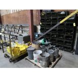 (35) Stackable Parts Bins w/ Contents Including: Nuts, Bolts, Washers & Cart & Skid