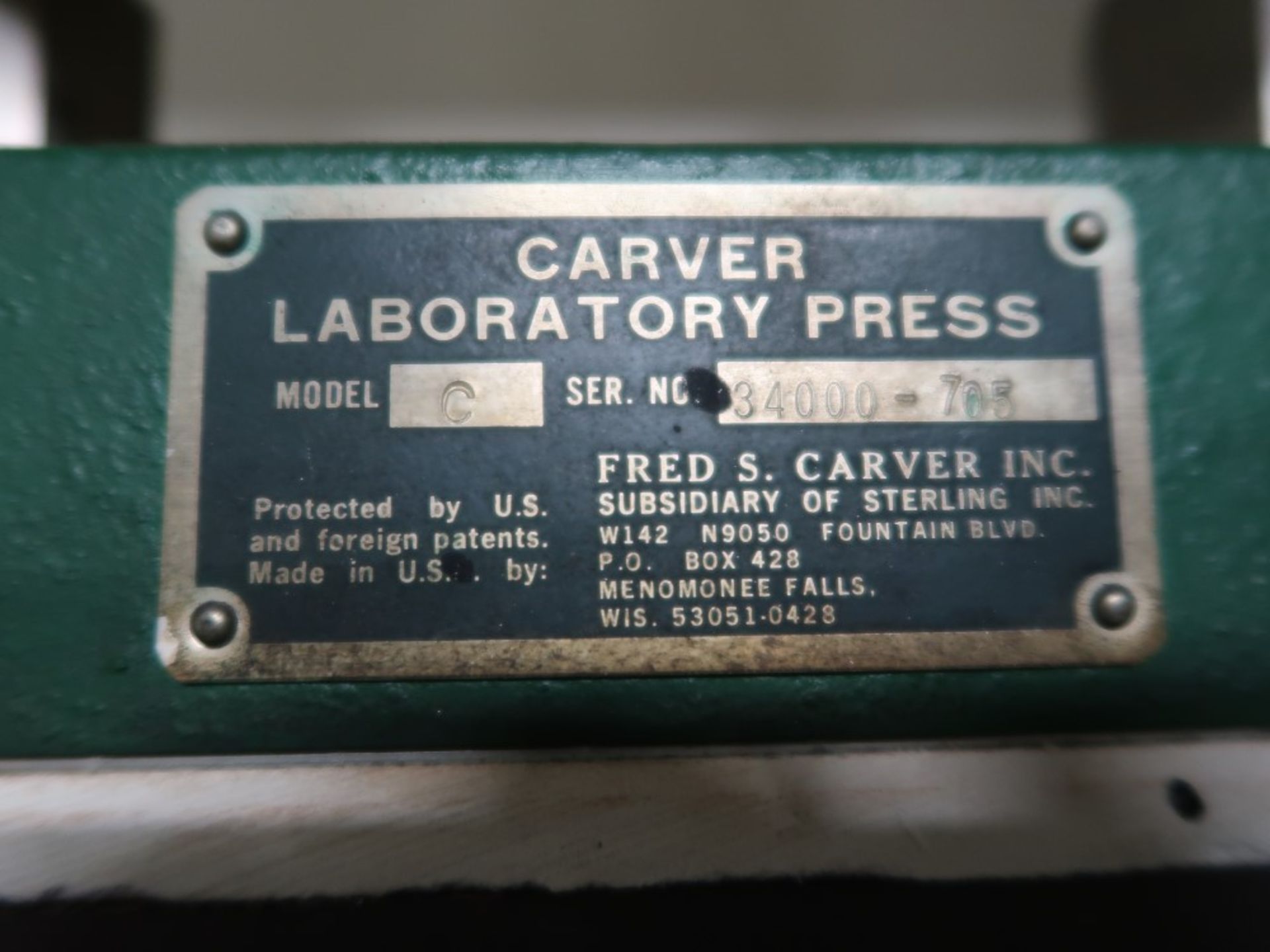 Carver Laboratory Press Model C S/N 34000-705 - Image 5 of 5
