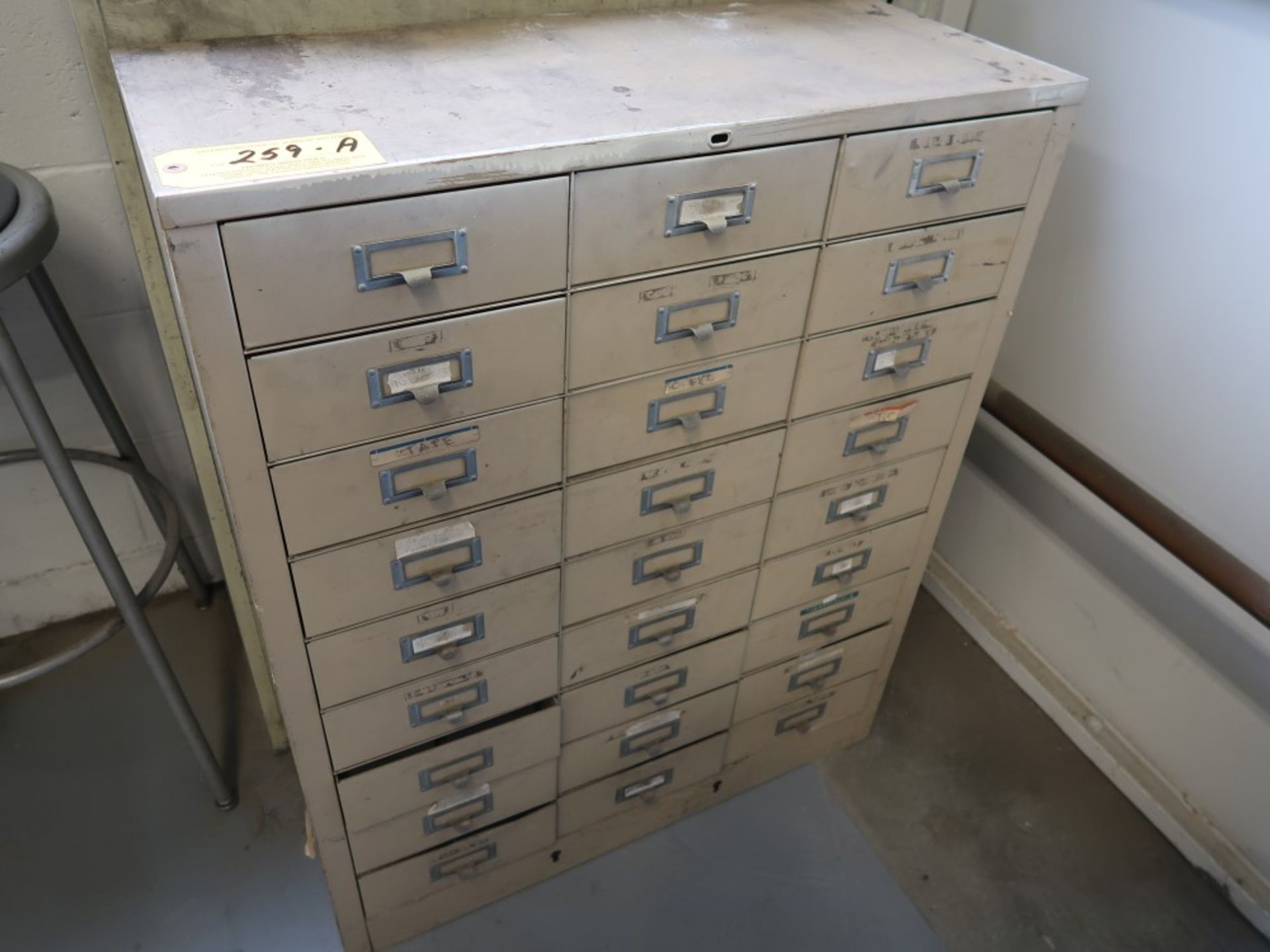 27-Drawer Parts Cabinet w/ Contents Including: Couplings