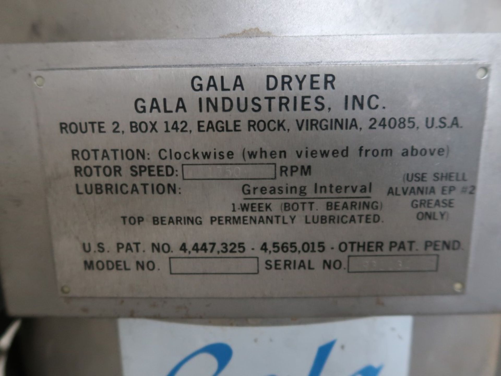 Gala Industries Spin Dryer Model 81BF S/N 931134 - Image 4 of 4