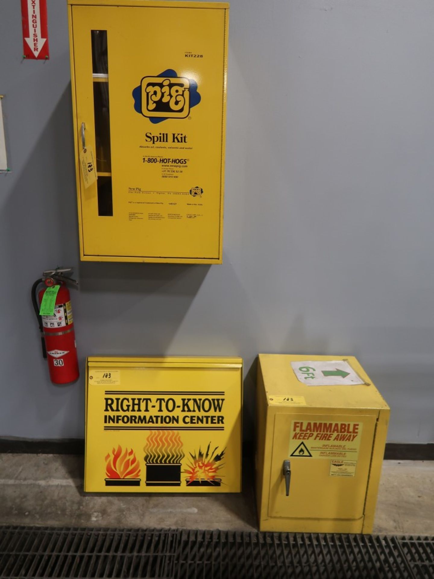 Eagle Flammable Liquid Storage Cabine w/ Pig Spill Kit Cabinet and Right-To-Know Cabinet - Image 4 of 4