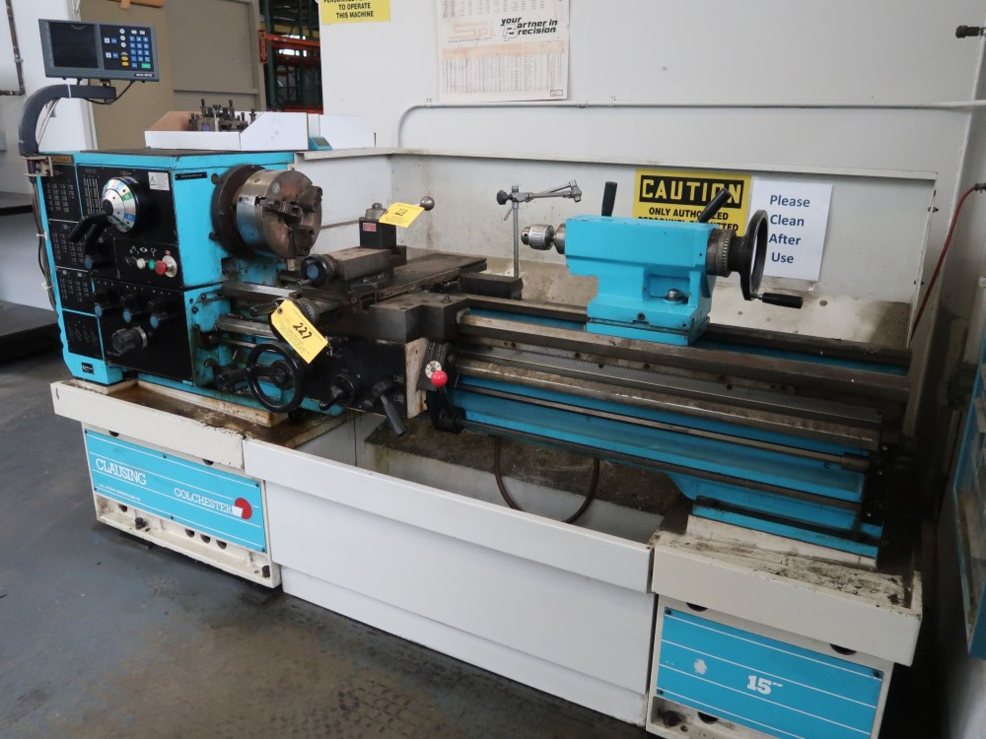 2001 Clausing Colchester 15" Toolroom Lathe S/N CG0152 Spindle Speed 20-2500 RPM w/ Accu-Rite DRO - Image 4 of 8