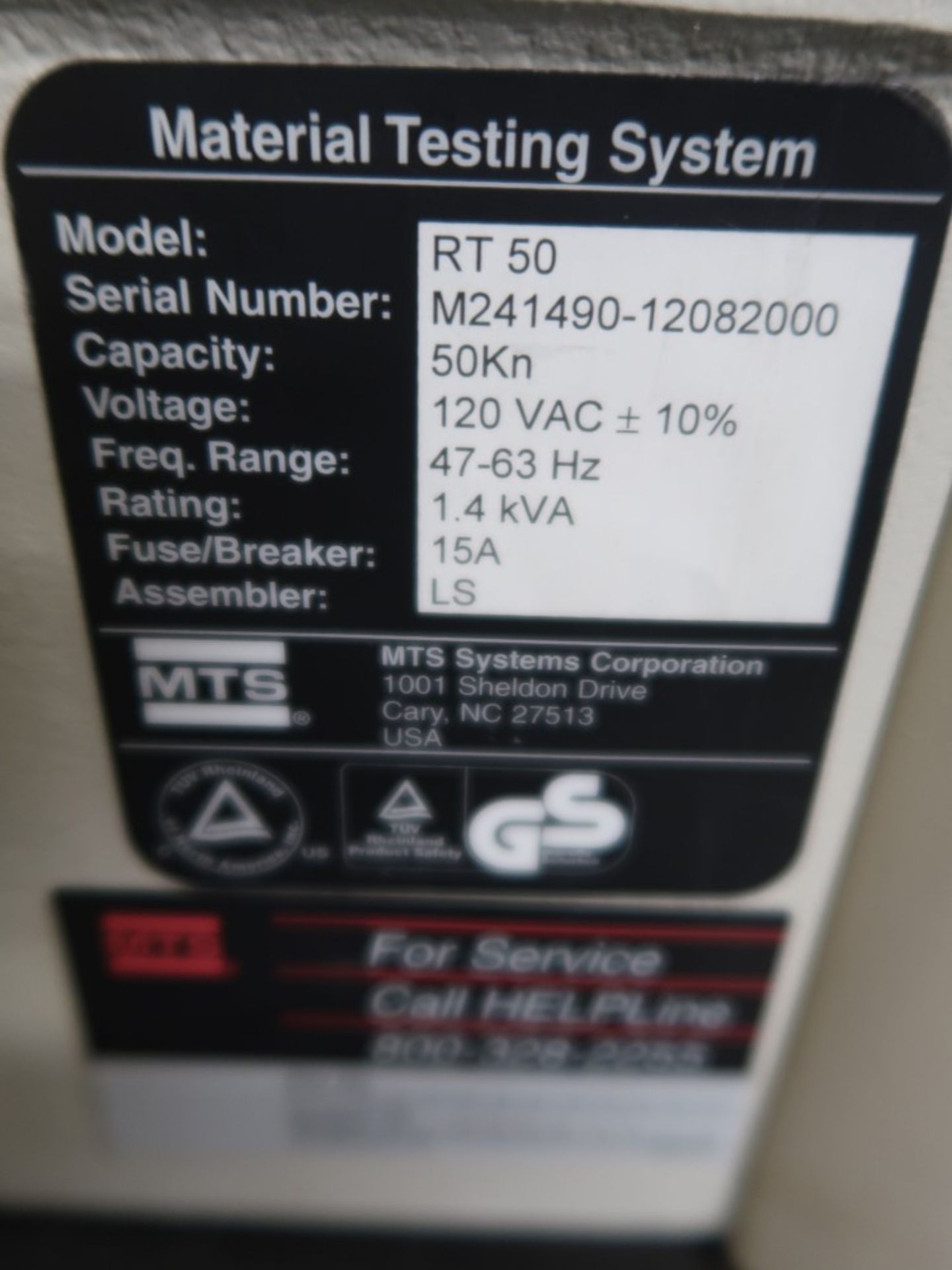 Material Testing Sysems MTS Alliance RT/30 Tensile Tester Model RT50, S/N M241490-12082000, Cap 50 - Image 7 of 8