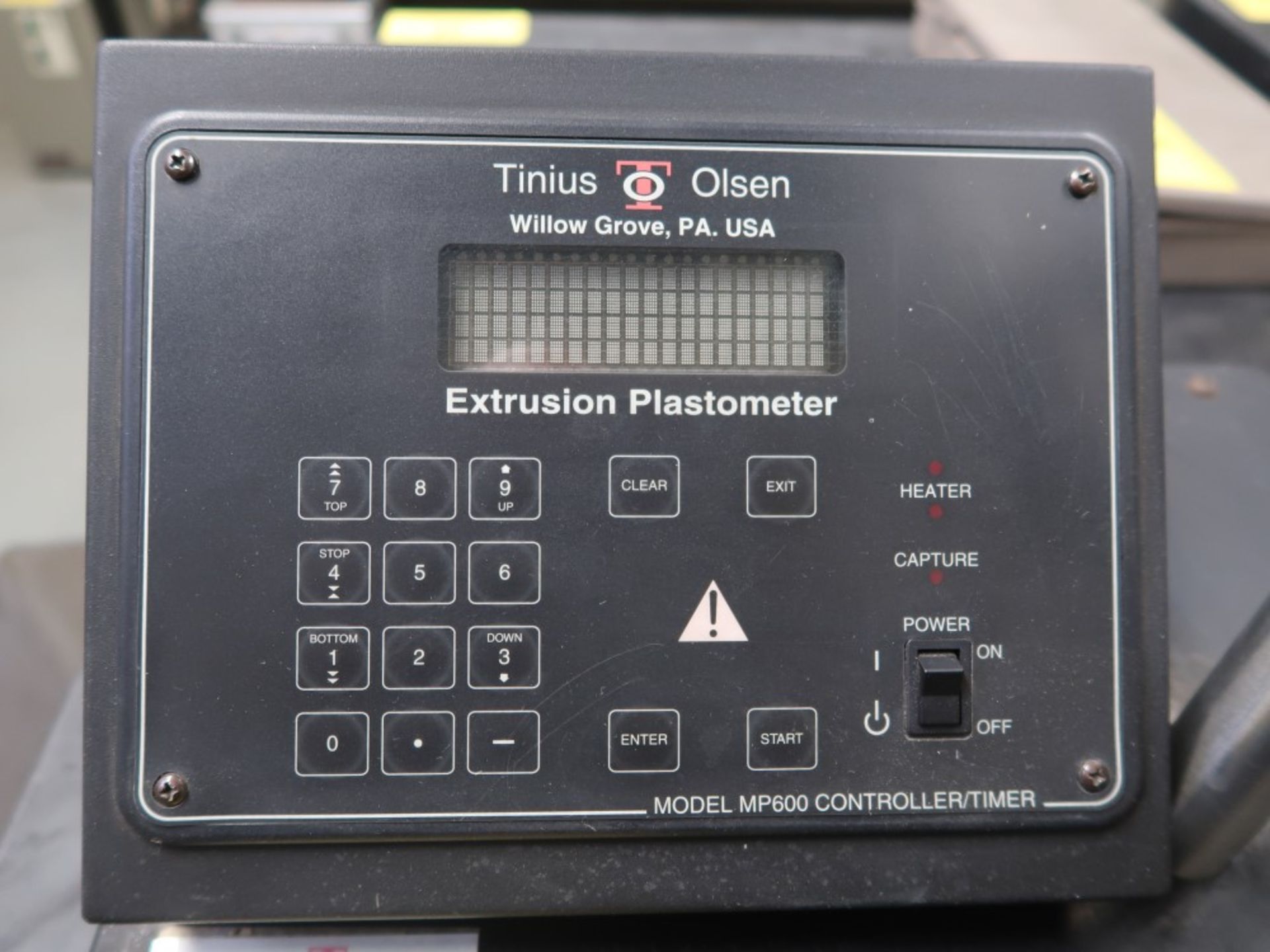 Tinius Olsen Extrusion Plastometer Melt Flow Indexer Model MP600, S/N 197673 w/ Weights - Image 7 of 8