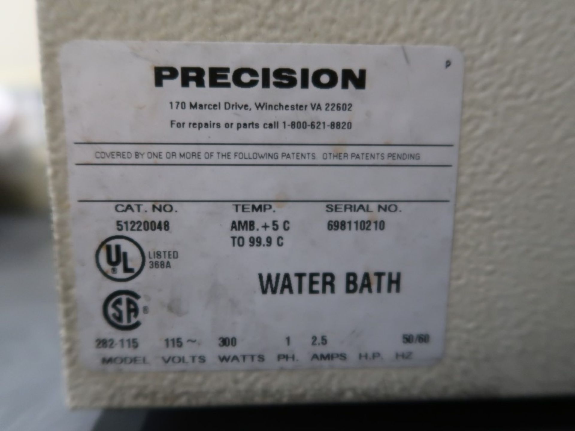 Precision Microprocessor Control 280 Series Water Bath S/N 698110210 Temp AMB +5 Degrees C to 99.9 - Image 3 of 3