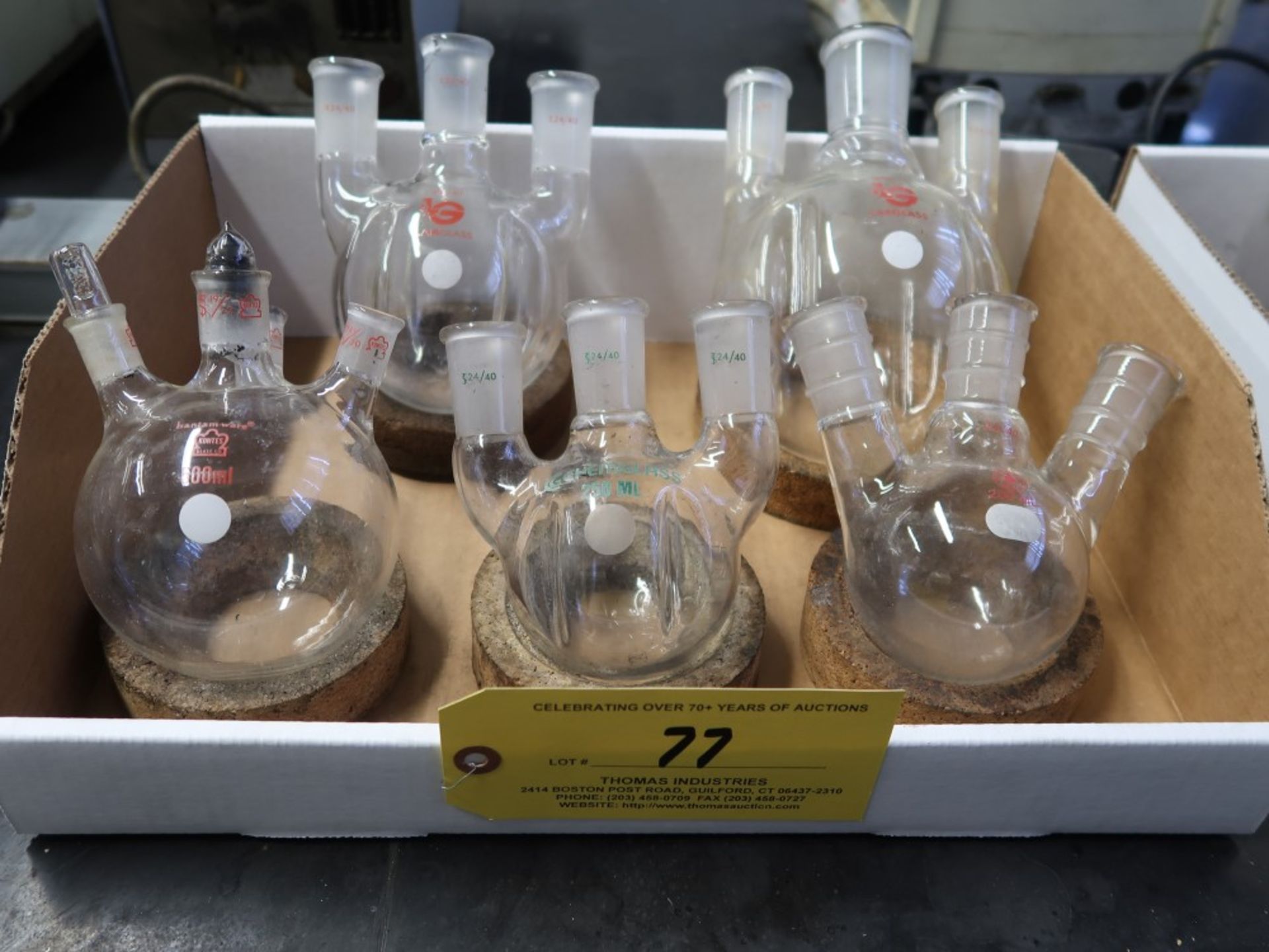 Lot of Chem Glass and Lab Glass - 3 Necked Flasks From 250 ML to 1000 ML
