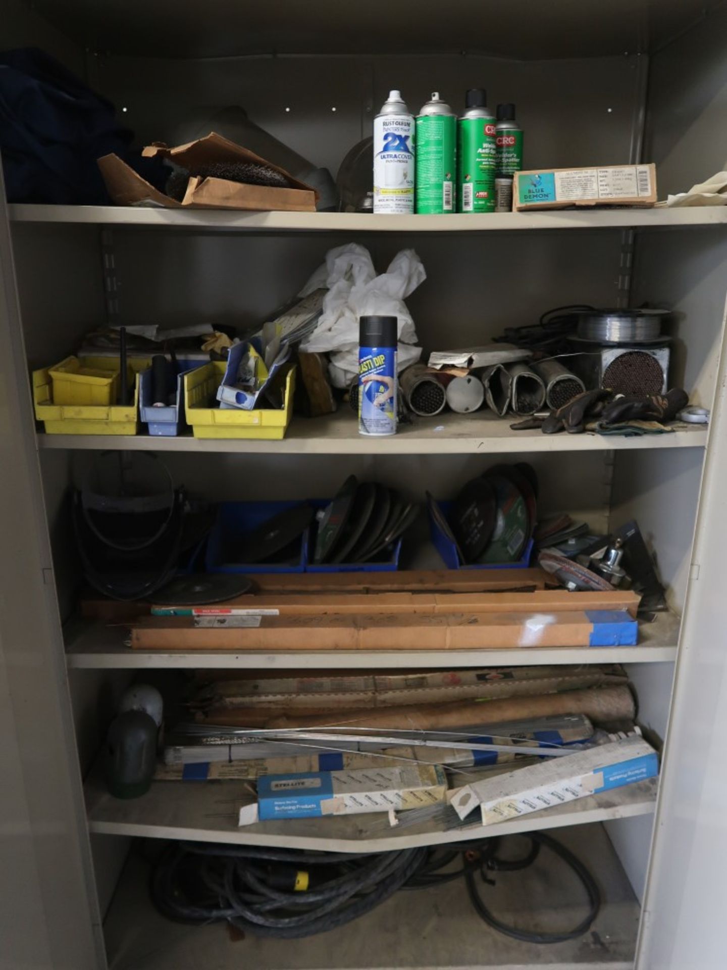 (2) Metal Storage Cabinets w/ Contents Including: Grinding Wheels, Welding Rod and Wire - Image 3 of 3