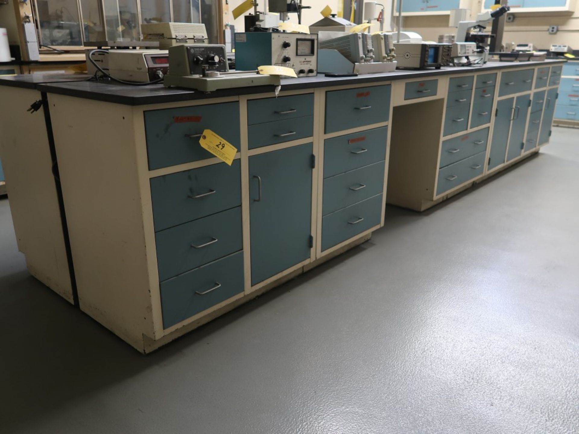 (2) Sets of 24" x 16' Lab Benches/Cabinets w/ (2) Wall Mounted Lab Glassware Cabinets - Image 2 of 5