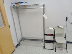 Lot of Uline Wire Coat Rack, WypAll Wipes Holder, Folding Chair