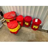 Lot of (5) Red Oily Waste Cans