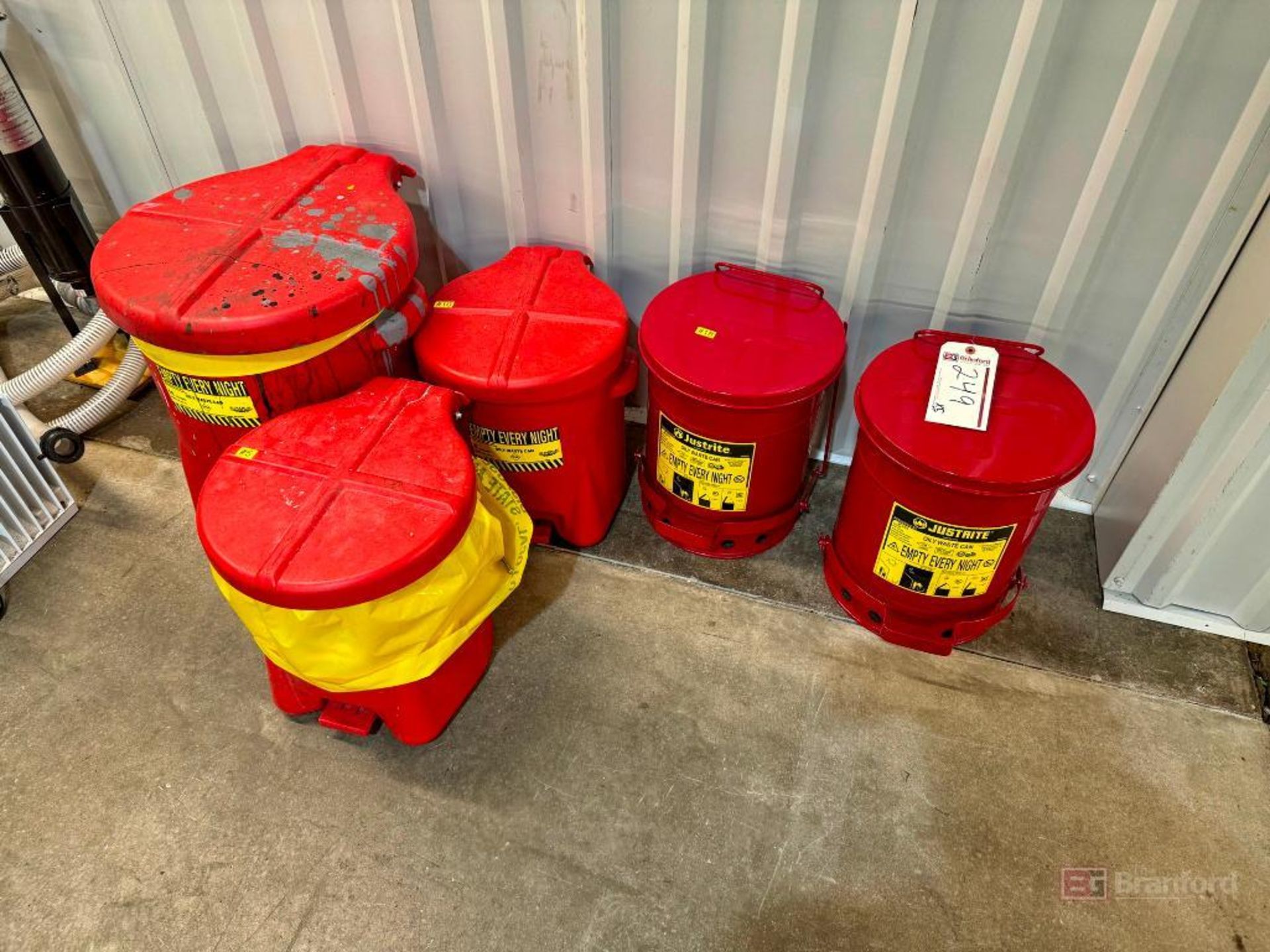 Lot of (5) Red Oily Waste Cans