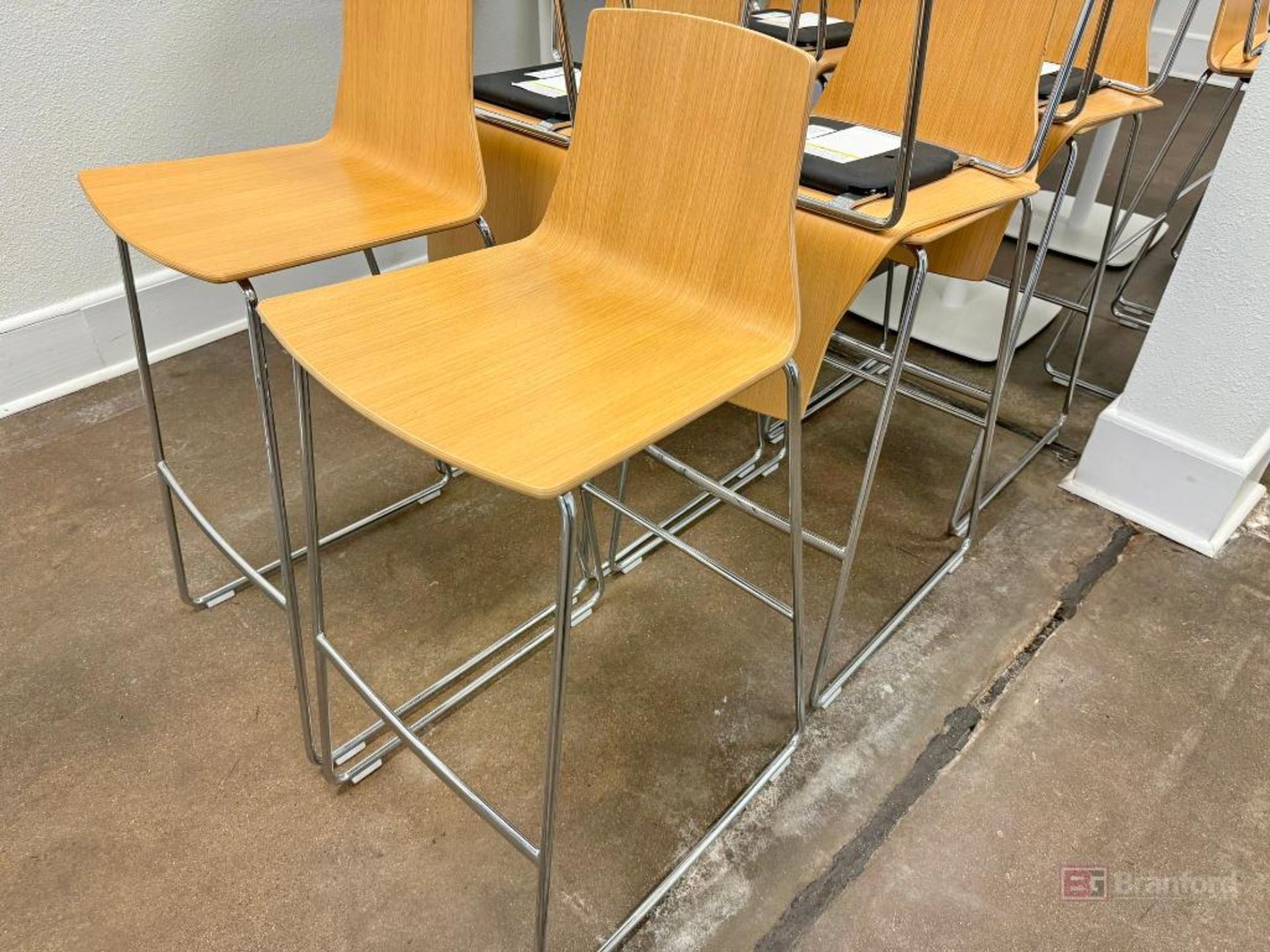 Lot of (8) White Bar Height Tables w/ (16) Wood Seat Chairs - Image 5 of 6