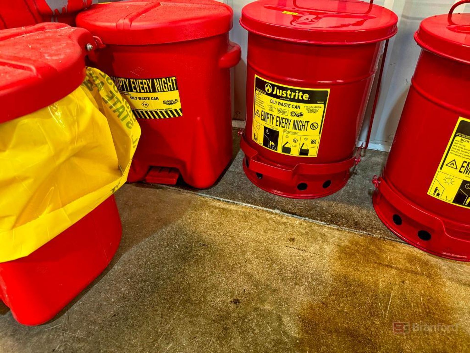 Lot of (5) Red Oily Waste Cans - Image 2 of 2