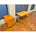 Adjustable Height Desk w/ Wood Filing Cabinet