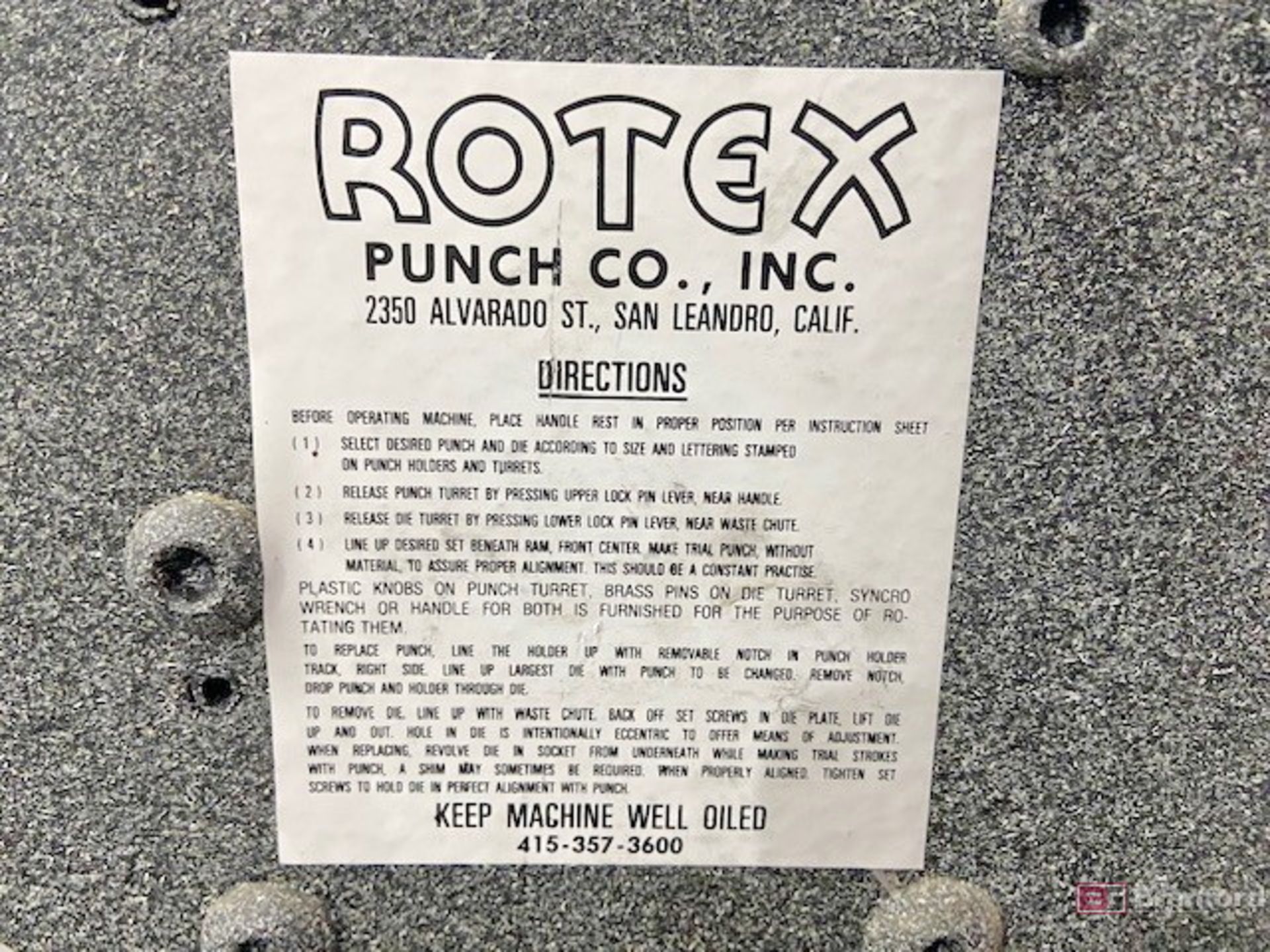 Rotex Punch Co Turret Punch - Image 6 of 6