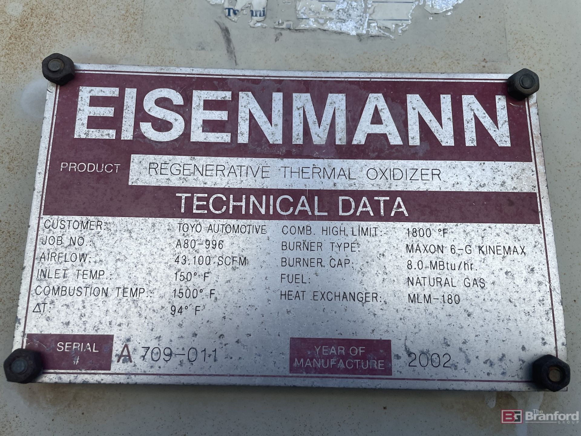 Eisenmann Regenerative Thermal Oxidizer (RTO) - Image 15 of 17